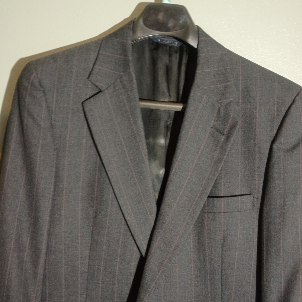 Vintage Burberrys Suit Jacket Mens 40 Gray Pinstripe Wool Blazer Made USA